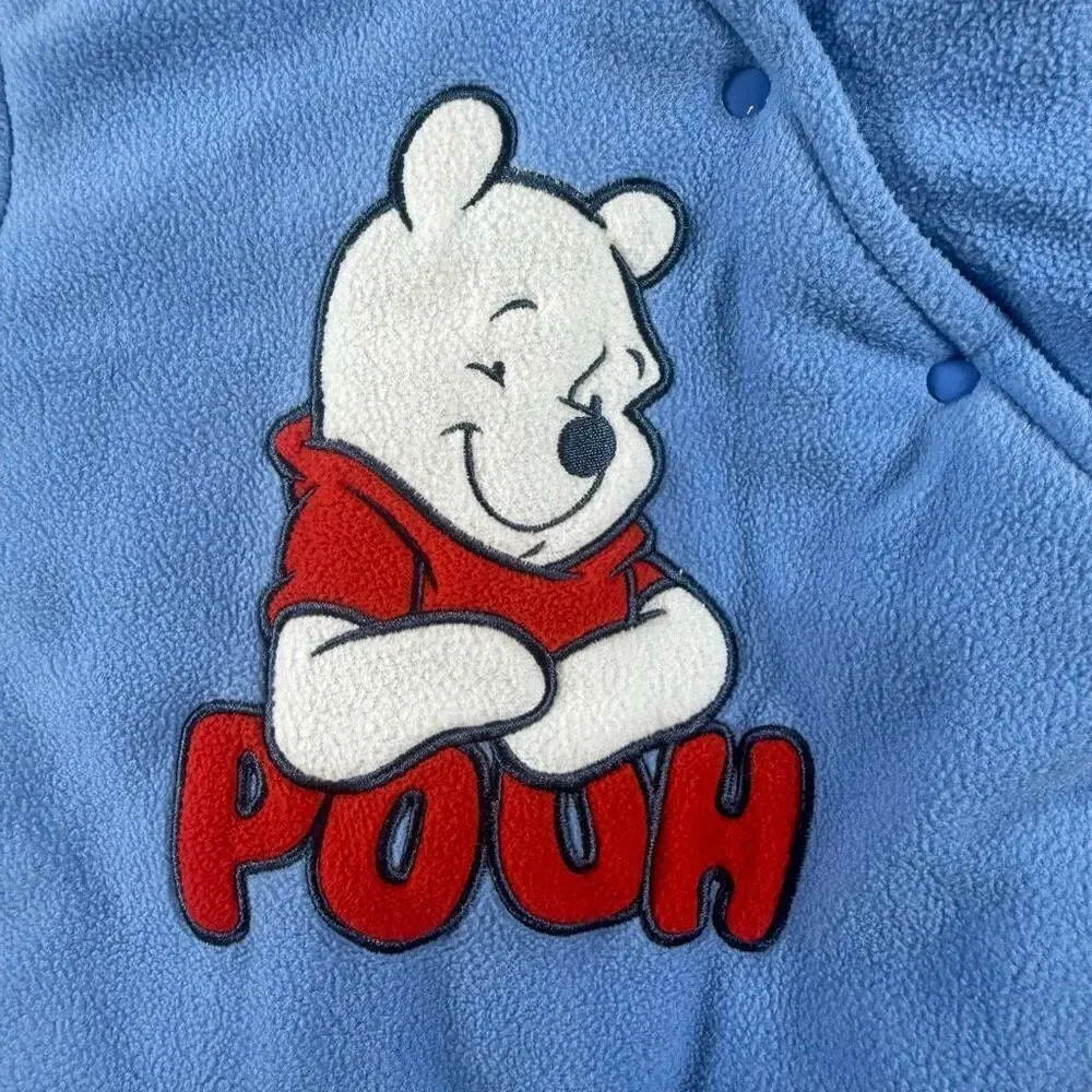 Disney Pooh Bear Blue Fleece Winter Coverall With Snaps - Infant US 3-6 Months